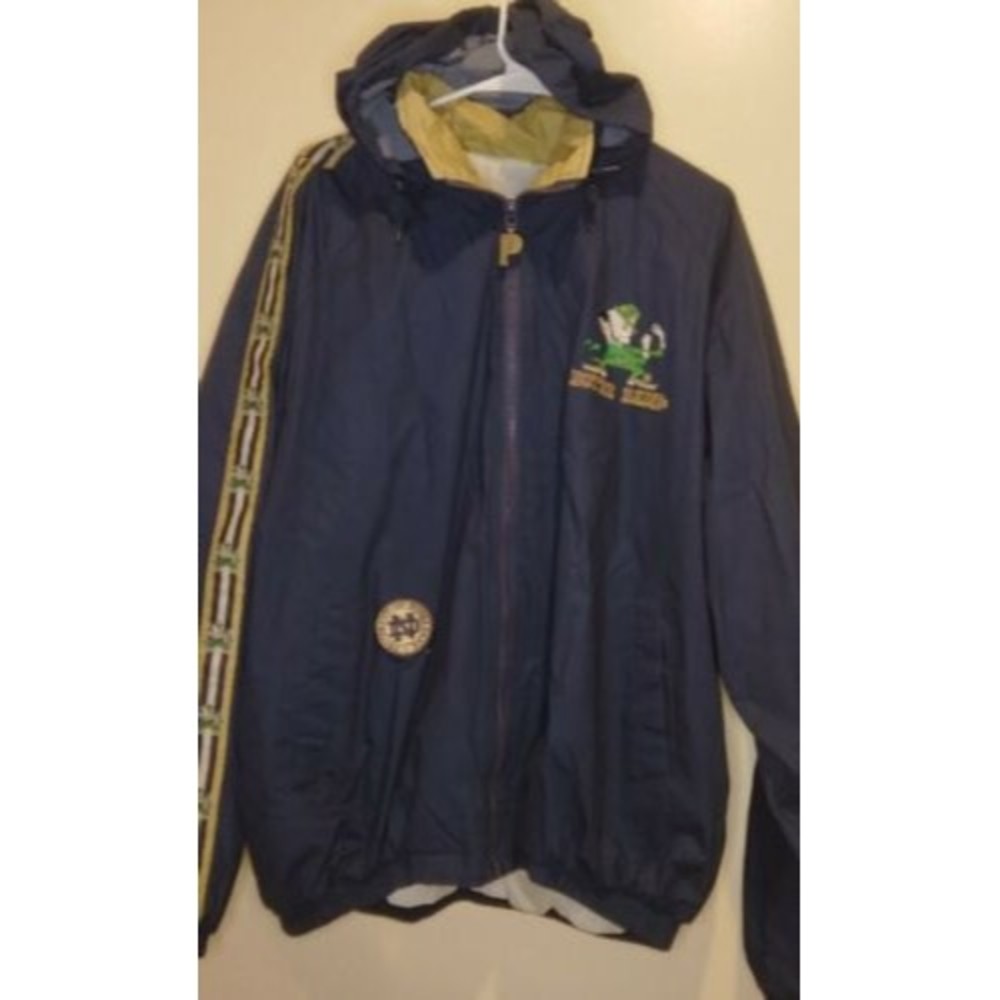 Vintage NOTRE DAME Pro Player Windbreaker Jacket / Hood Full Zip Mens XL